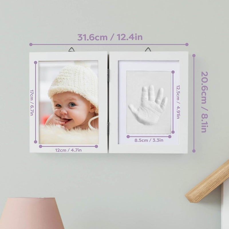 chuckle - Baby Hand and Foot Clay Print Photo Frame Keepsake Kit - Gift for Mothers Day, New Mum and Parents Newborn Baby Shower Party and Nursery Room Decoration - White - Image 2